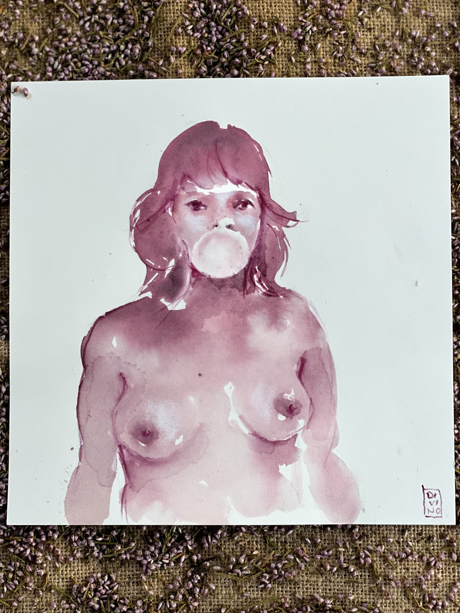 image — aquarelle au vin rouge — Art DiVino, La Londe-les-Maures