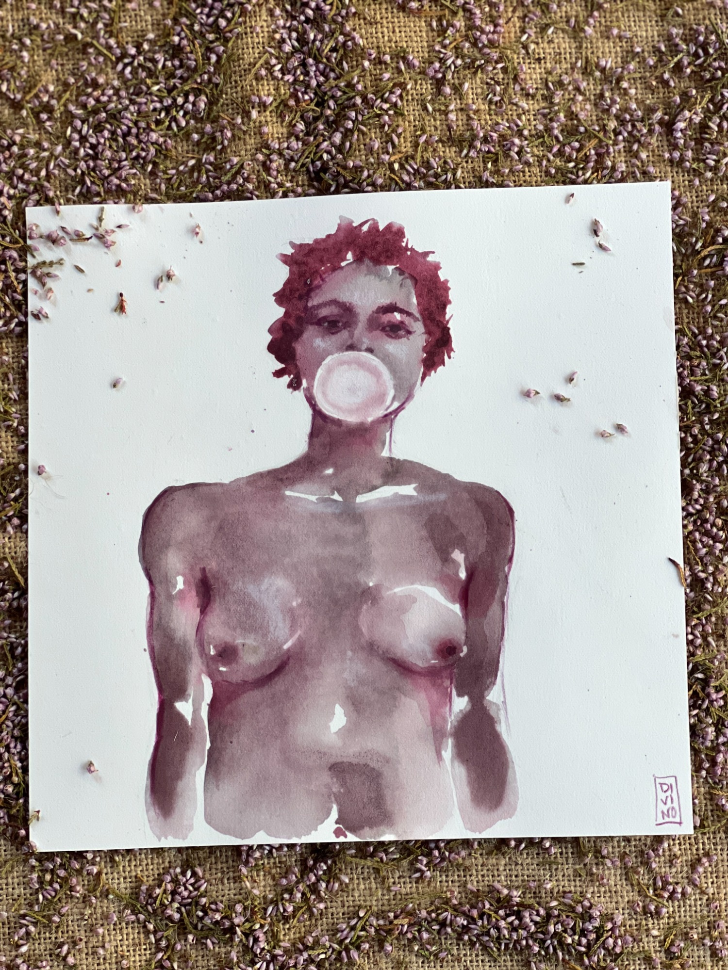 image — aquarelle au vin rouge — Art DiVino, La Londe-les-Maures