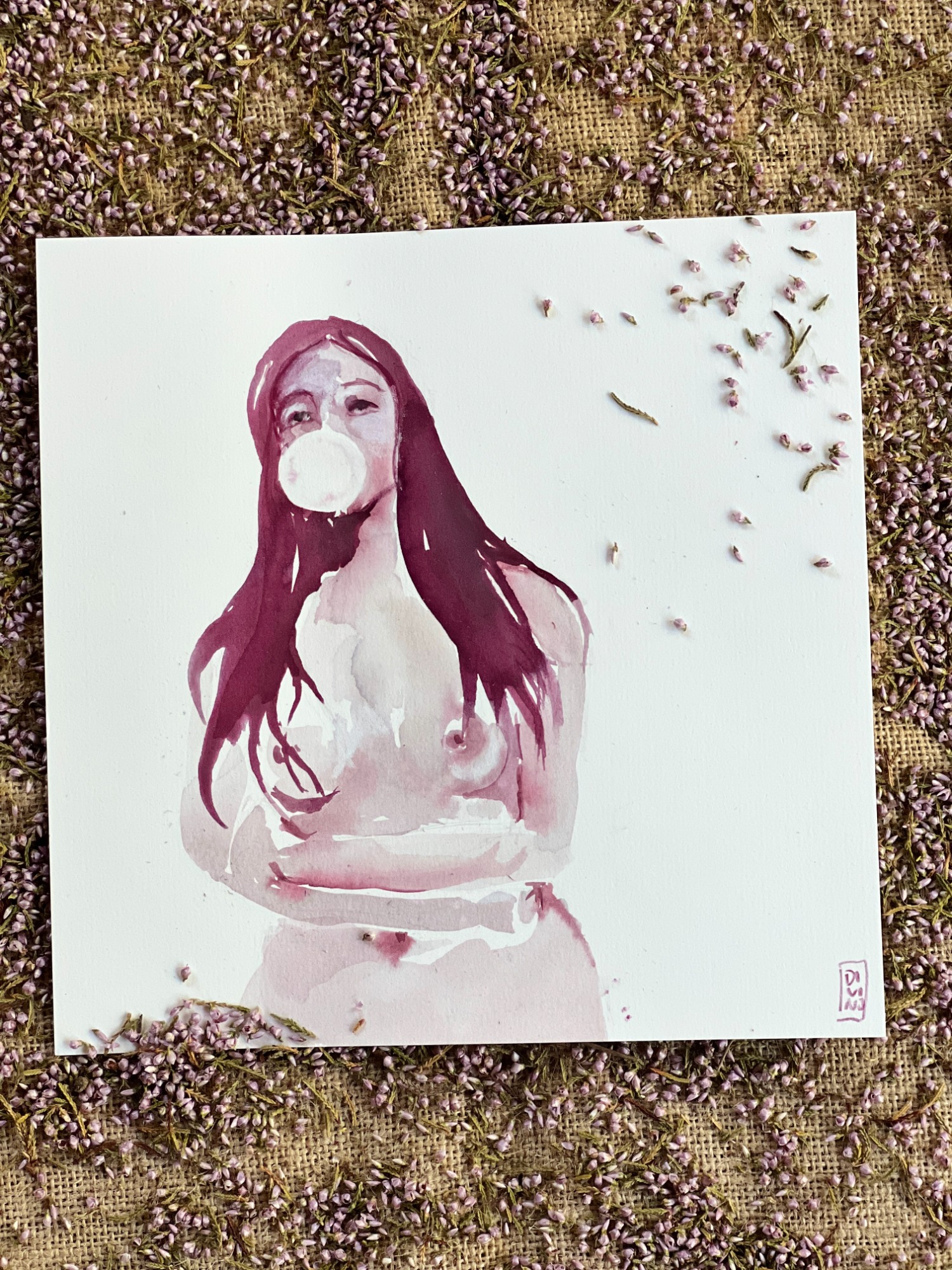image — aquarelle au vin rouge — Art DiVino, La Londe-les-Maures