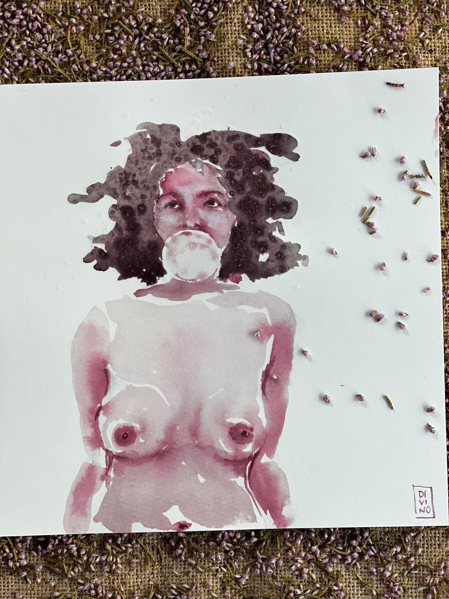 image — aquarelle au vin rouge — Art DiVino, La Londe-les-Maures