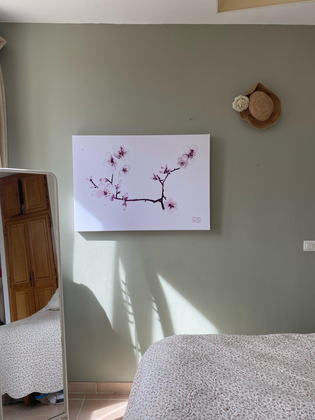 Fleurs de cerisier - Aquarelle au vin — aquarelle au vin rouge — Art DiVino, La Londe-les-Maures