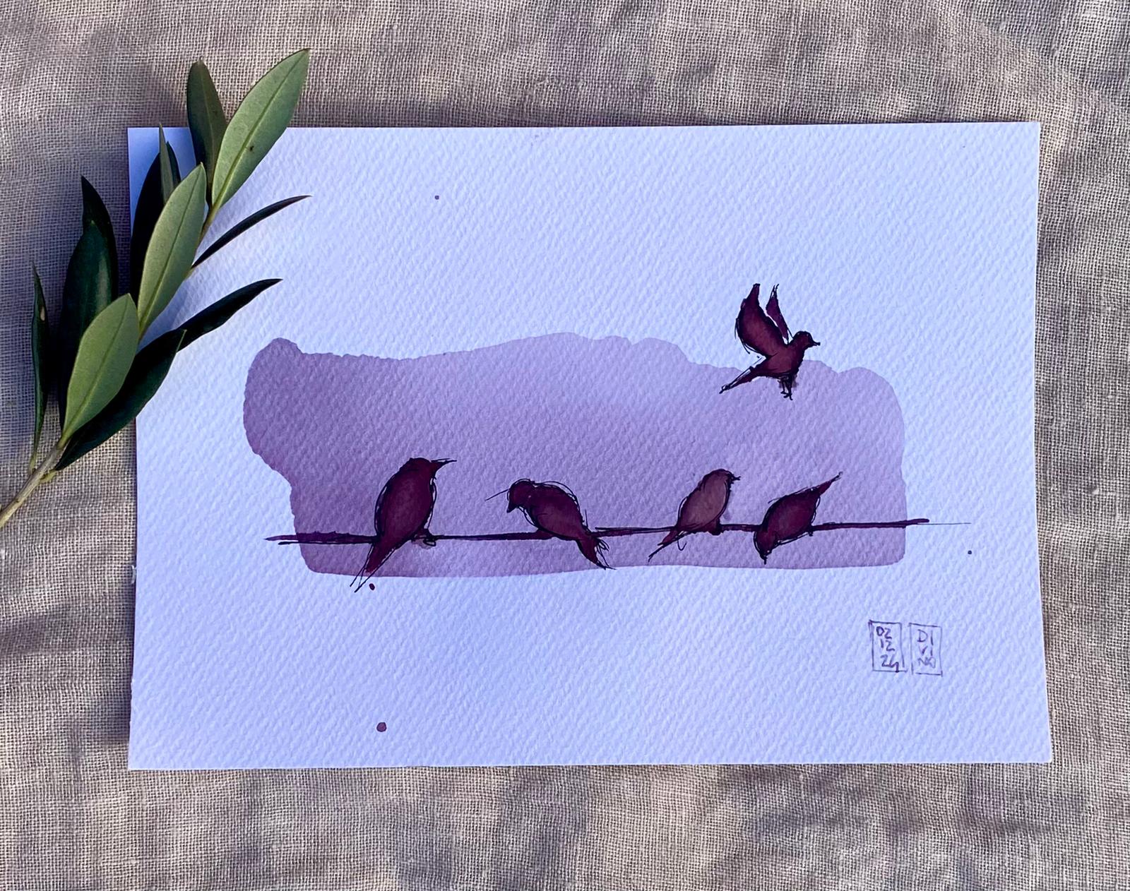 30 — aquarelle au vin rouge — Art DiVino, La Londe-les-Maures