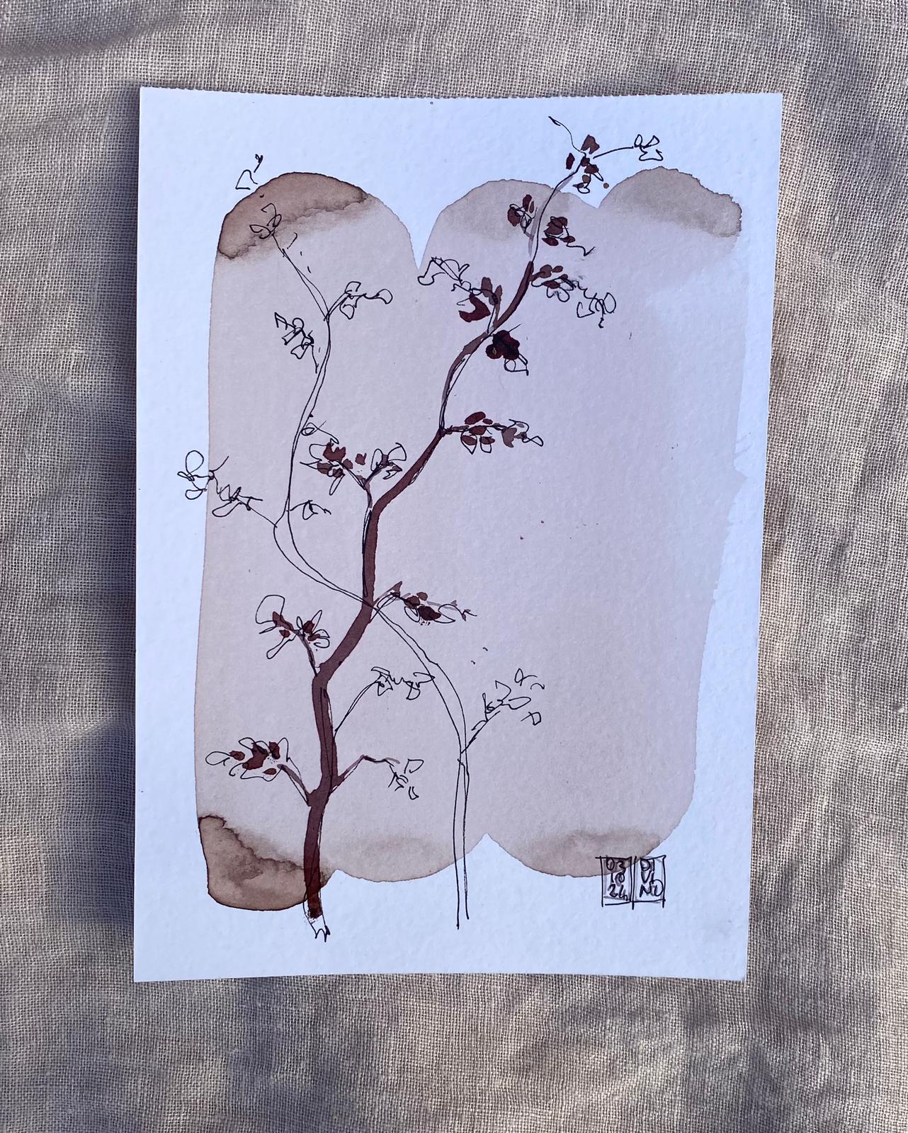 13 vendu — aquarelle au vin rouge — Art DiVino, La Londe-les-Maures