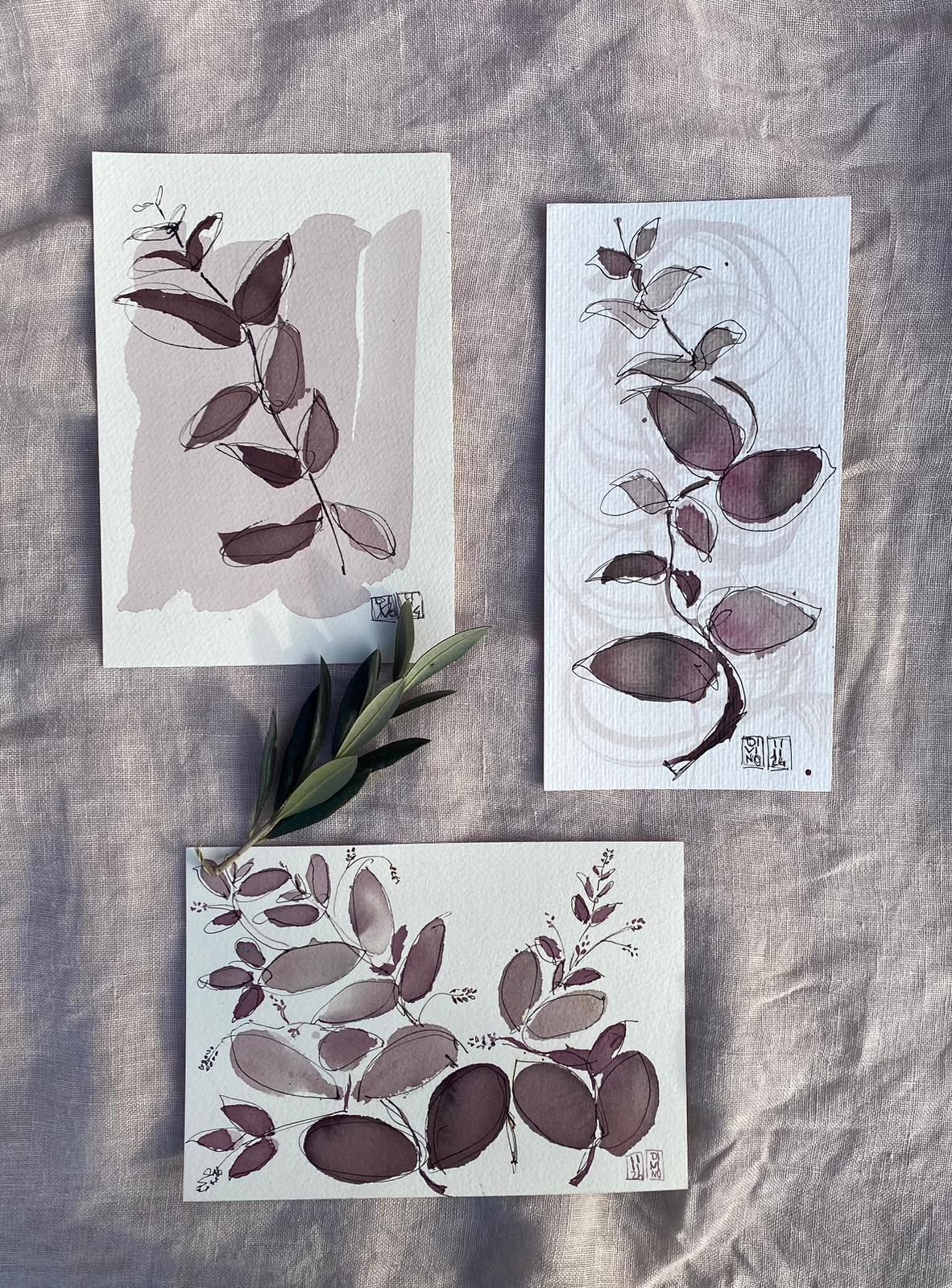 10 vendus — aquarelle au vin rouge — Art DiVino, La Londe-les-Maures