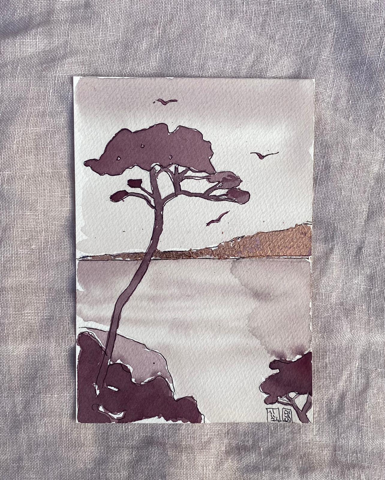 5 — aquarelle au vin rouge — Art DiVino, La Londe-les-Maures